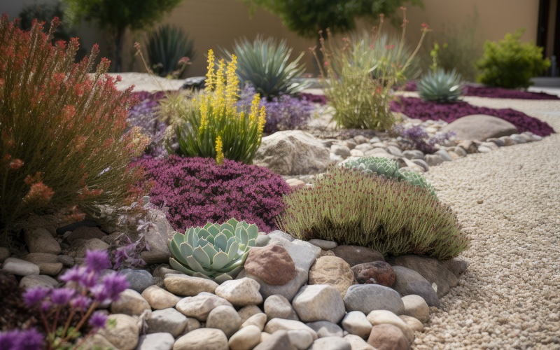 A beautiful image of a pathway with a localscaped yard - get yours done today with Hot Shot Sprinkler Repair & Landscape.